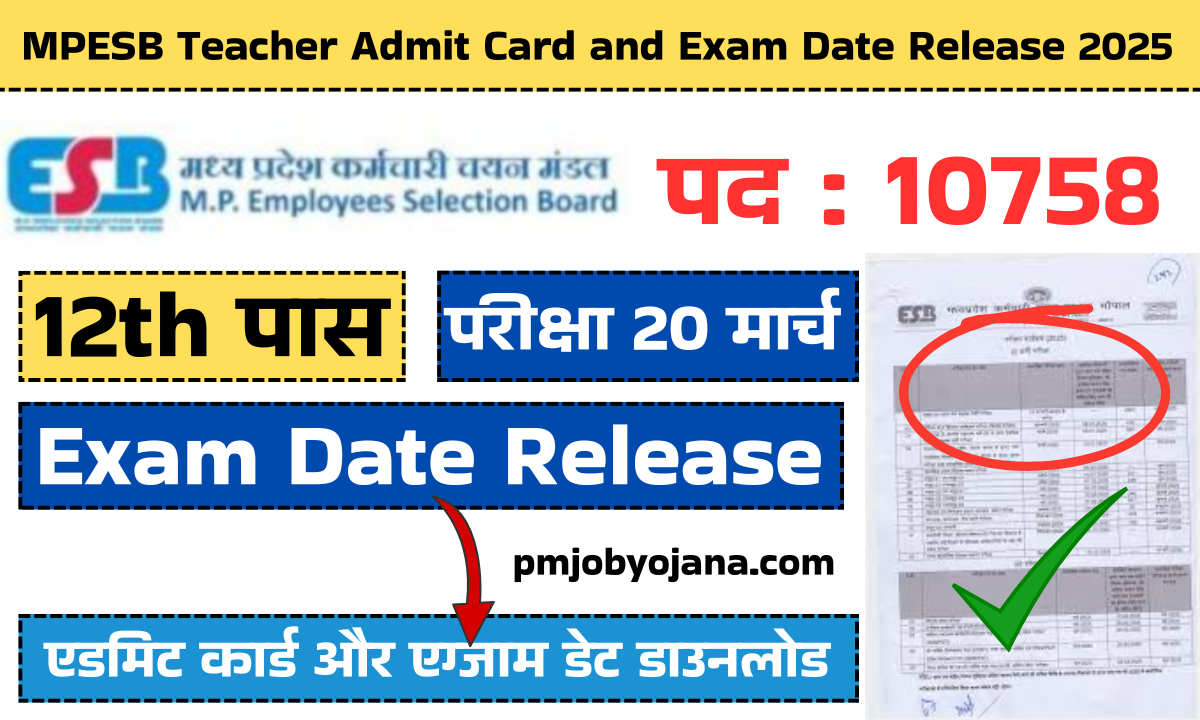 MPESB Teacher Admit Card and Exam Date Release 2025